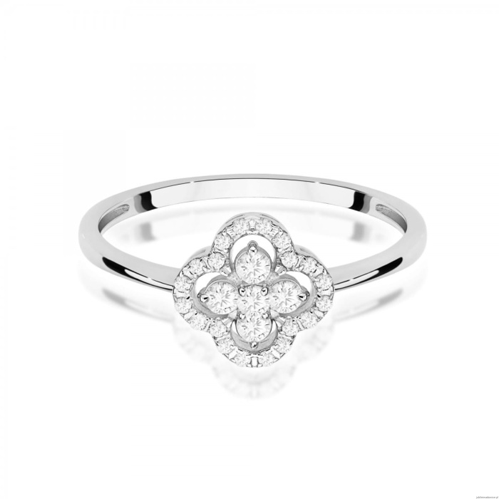 Pierścionek W0696 z diamentami białe złoto