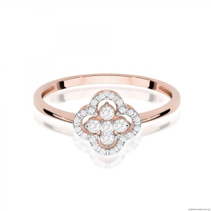 Pierścionek W0696 z diamentami różowe złoto