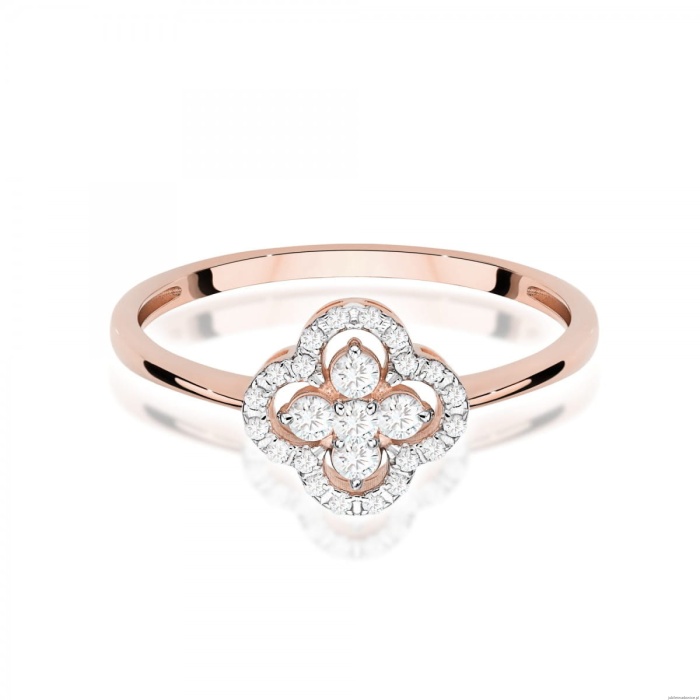 Pierścionek W0696 z diamentami różowe złoto