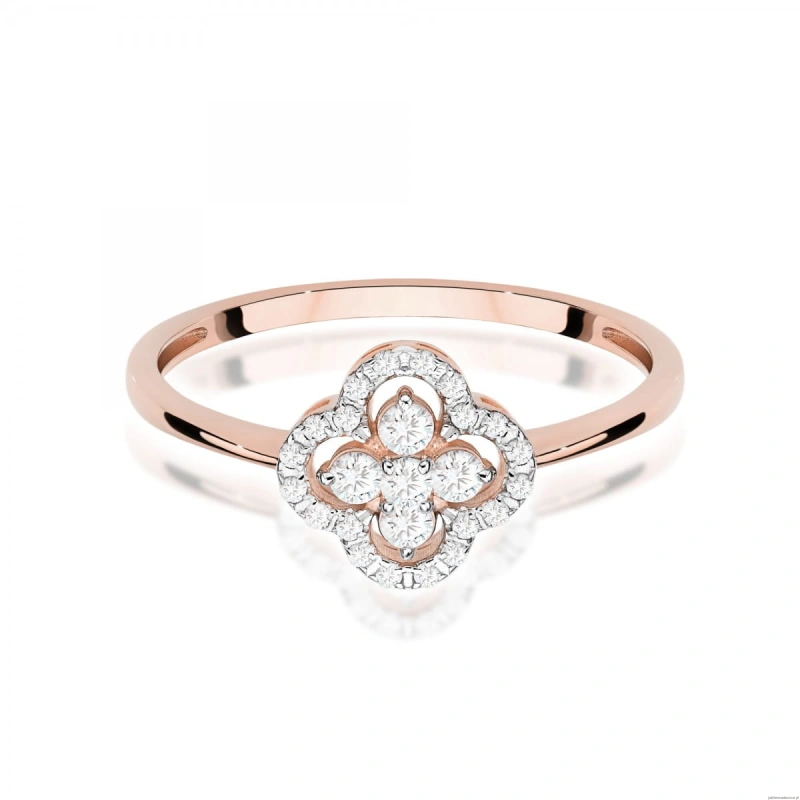 Pierścionek W0696 z diamentami różowe złoto