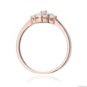 Pierścionek W0696 z diamentami różowe złoto