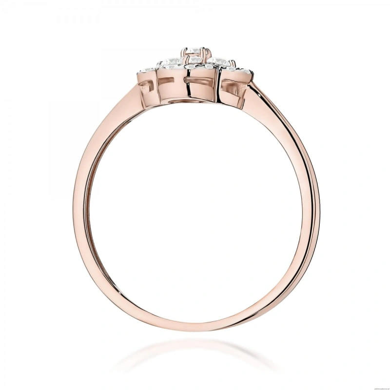 Pierścionek W0696 z diamentami różowe złoto