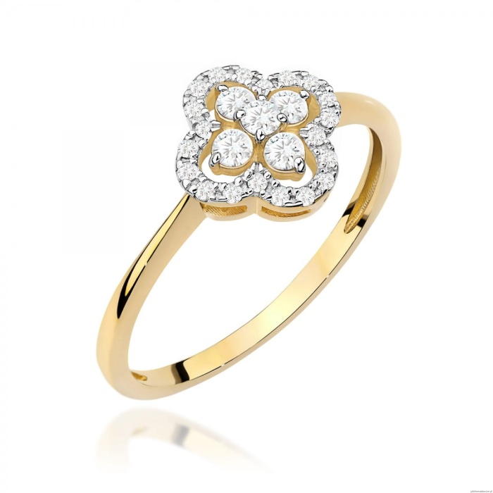 Pierścionek W0696 z diamentami żółte złoto