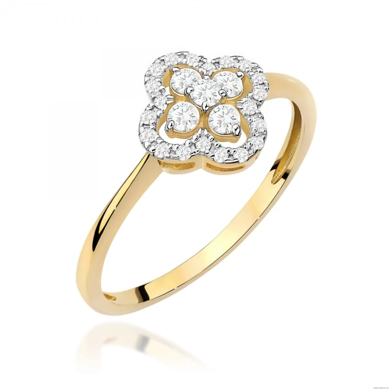 Pierścionek W0696 z diamentami żółte złoto