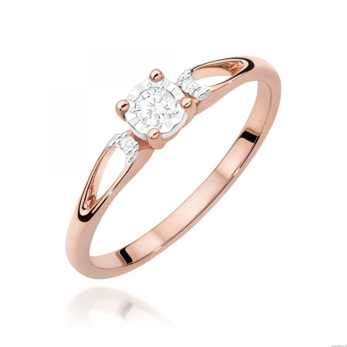 Pierścionek W0708 Diament 0,08ct różowe złoto