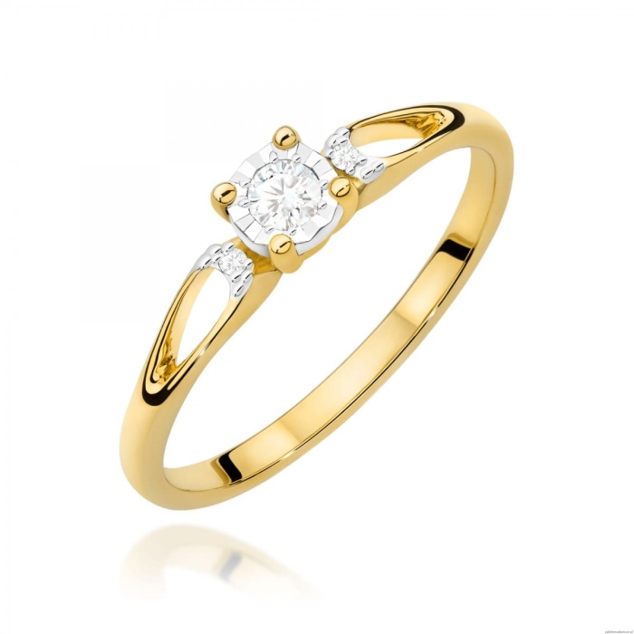Pierścionek W0708 Diament 0,08ct żółte złoto