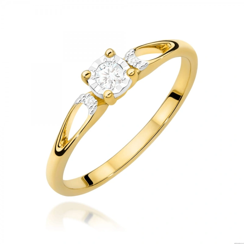 Pierścionek W0708 Diament 0,08ct żółte złoto