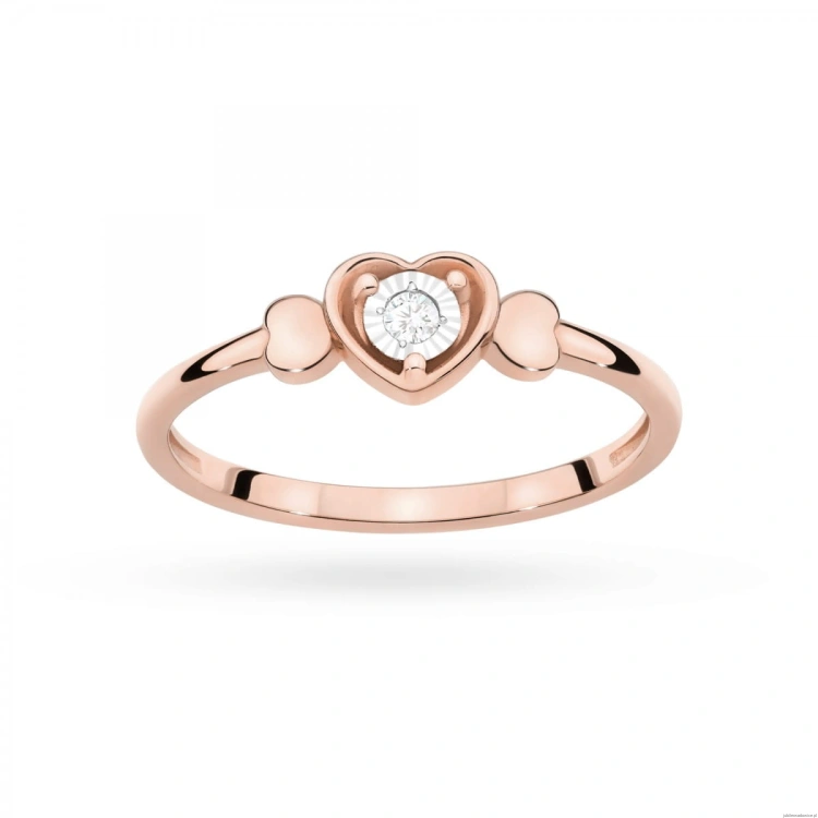 Pierścionek W0709 Diament 0,01ct różowe złoto