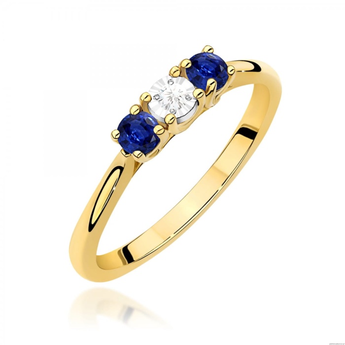 Pierścionek W0711 Diament 0,03ct żółte złoto