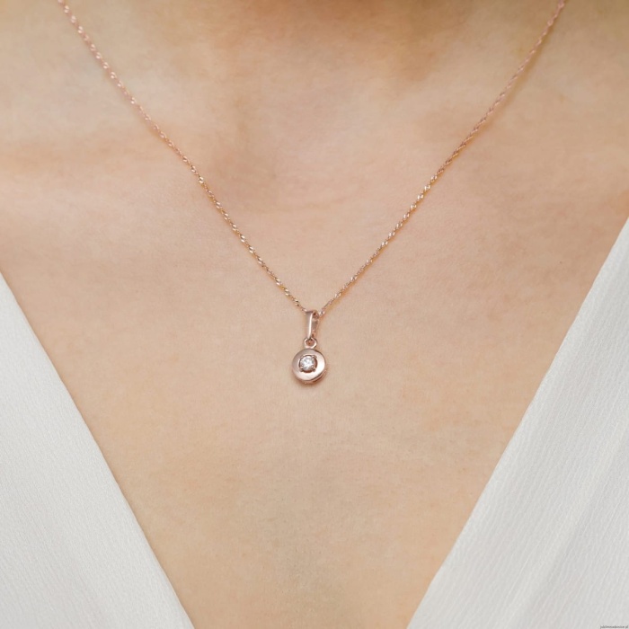Zawieszka Z0045 Diament 0,10ct różowe złoto