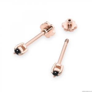 Kolczyki K0035 Czarny Diament 2 x 0,04ct różowe złoto sztyft zakręcany