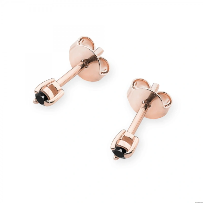 Kolczyki K0035 Czarny Diament 2 x 0,04ct różowe złoto