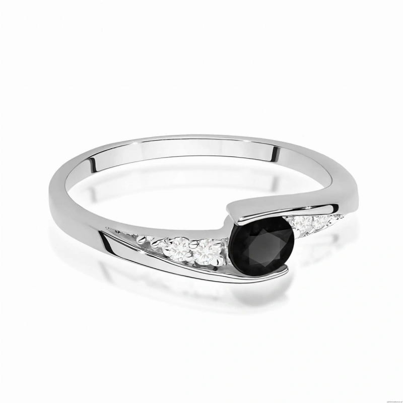 Pierścionek W0618 Czarny Diament 0,30ct białe złoto
