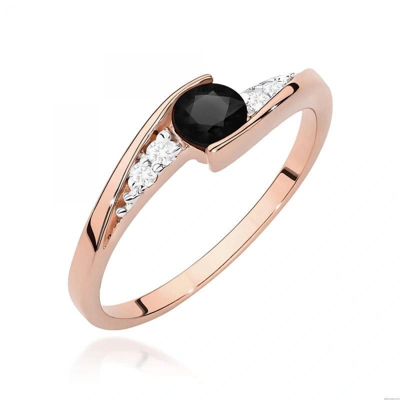 Pierścionek W0618 Czarny Diament 0,30ct różowe złoto