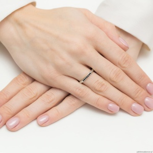 Pierścionek W0619 Czarny Diament 0,12ct białe złoto