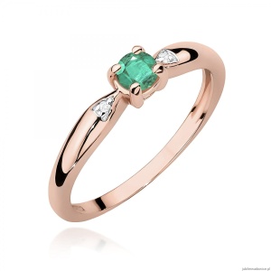 Pierścionek W0469 Szmaragd 0,15ct różowe złoto