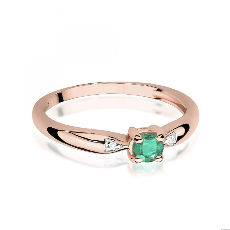 Pierścionek W0469 Szmaragd 0,15ct różowe złoto