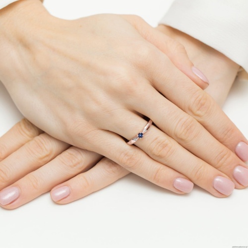 Pierścionek W0469 Szafir 0,15ct różowe złoto