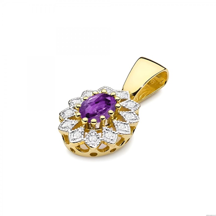 Zawieszka Z0354 Ametyst 0,40ct żółte złoto