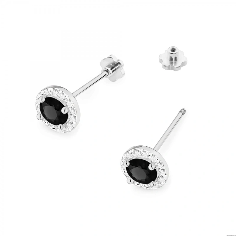Kolczyki K0509 Czarny Diament 2 x 0,50ct białe złoto sztyft zakręcany