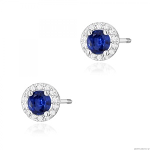 Kolczyki K0509 Szafir 2 x 0,50ct białe złoto sztyft zakręcany