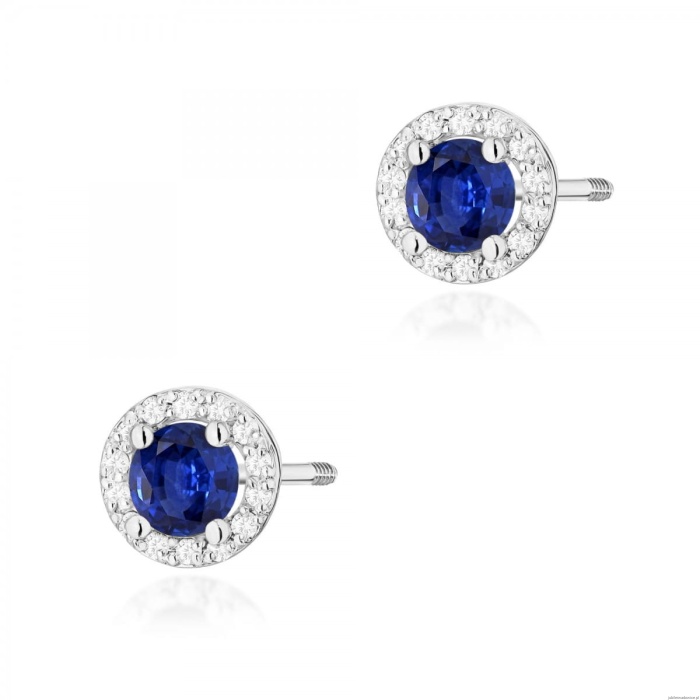 Kolczyki K0509 Szafir 2 x 0,50ct białe złoto sztyft zakręcany