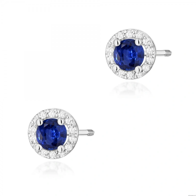 Kolczyki K0509 Szafir 2 x 0,50ct białe złoto sztyft zakręcany