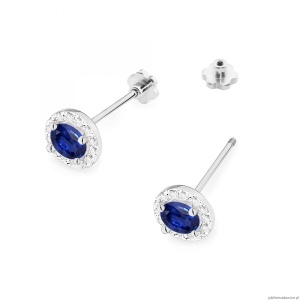 Kolczyki K0509 Szafir 2 x 0,50ct białe złoto sztyft zakręcany
