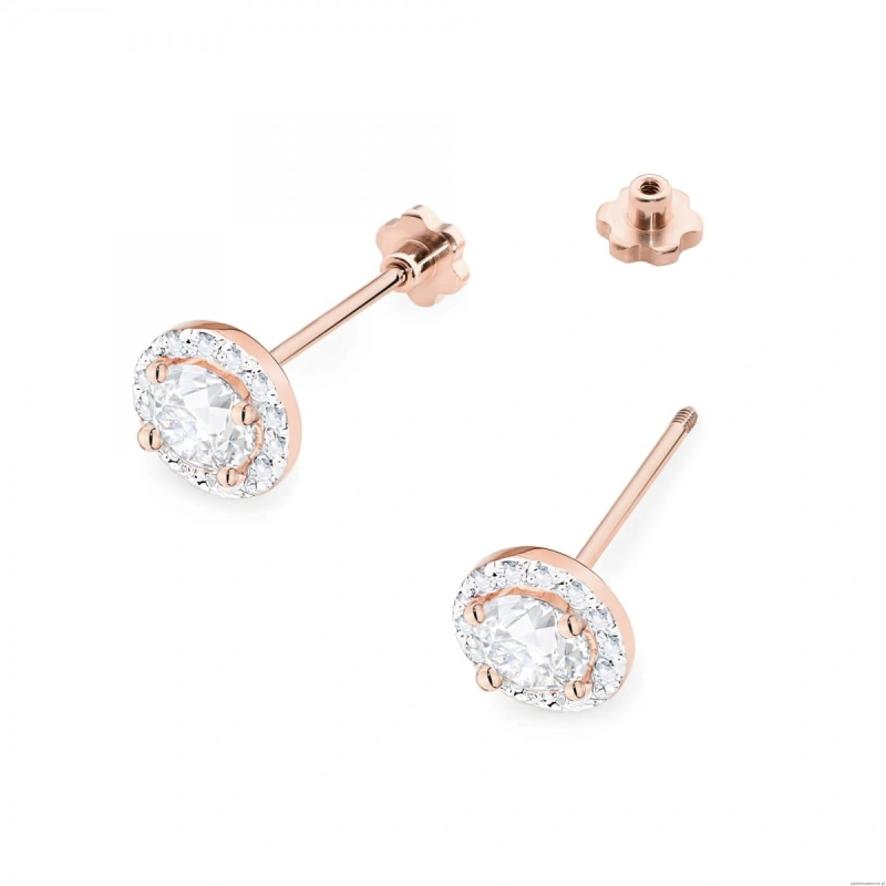 Kolczyki K0509 Diament 2 x 0,50ct różowe złoto sztyft zakręcany