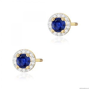 Kolczyki K0509 Szafir 2 x 0,50ct żółte złoto sztyft zakręcany