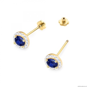 Kolczyki K0509 Szafir 2 x 0,50ct żółte złoto sztyft zakręcany