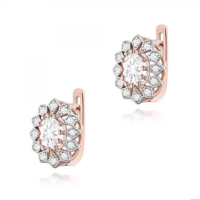 Kolczyki K0354 Diament Laboratoryjny 2 x 0,40ct różowe złoto