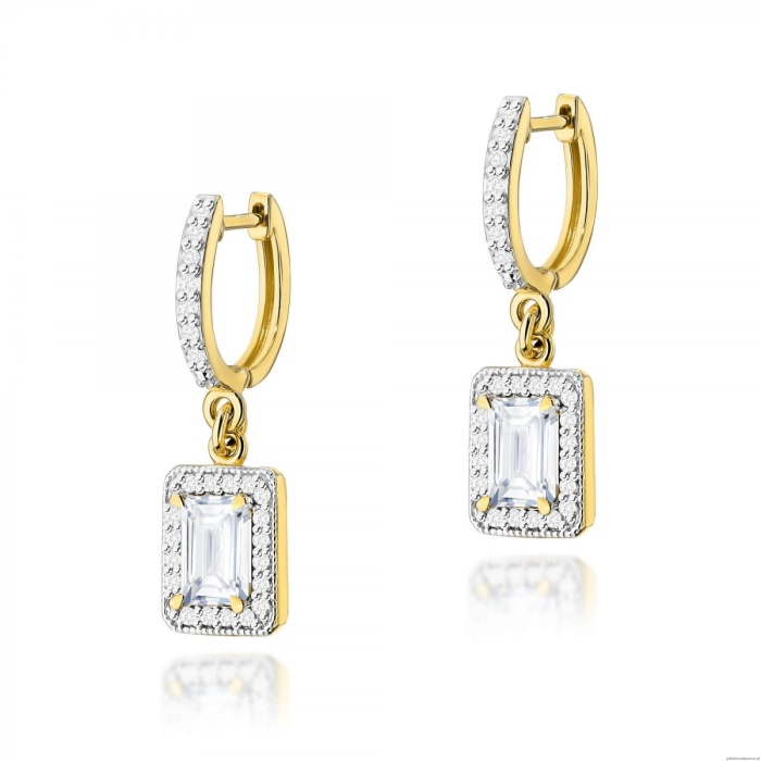 Kolczyki K0422 Diament Laboratoryjny 2 x 0,60ct żółte złoto