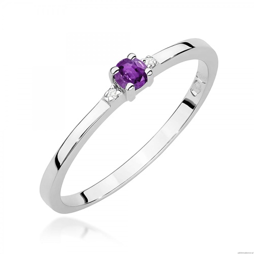 Pierścionek W0464 Ametyst 0,10ct białe złoto