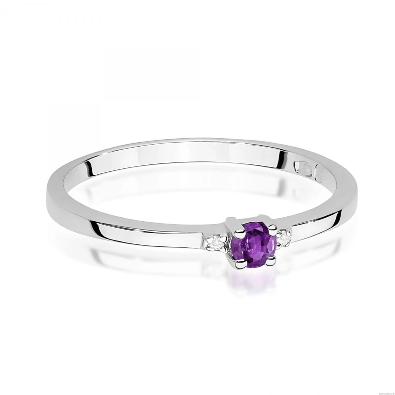 Pierścionek W0464 Ametyst 0,10ct białe złoto