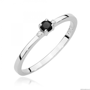 Pierścionek W0464 Czarny Diament 0,12ct białe złoto