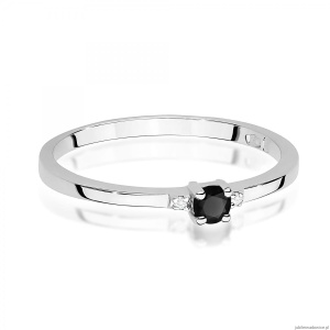 Pierścionek W0464 Czarny Diament 0,12ct białe złoto