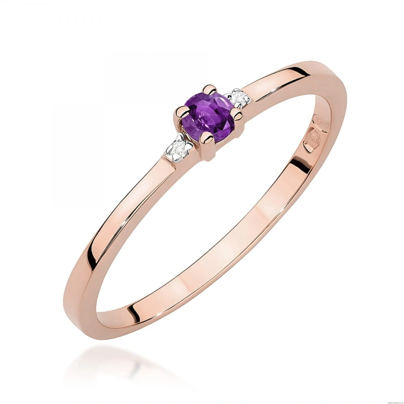 Pierścionek W0464 Ametyst 0,10ct różowe złoto