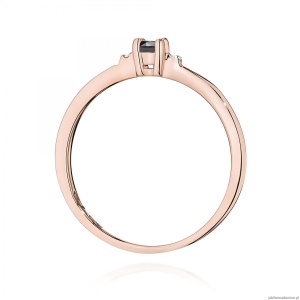 Pierścionek W0464 Czarny Diament 0,12ct różowe złoto