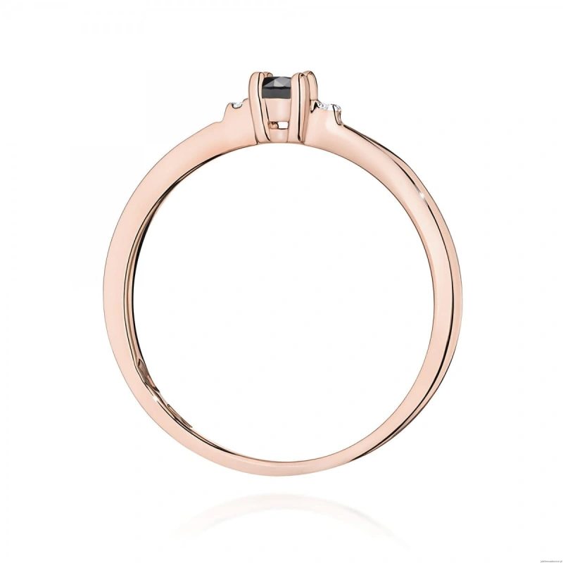 Pierścionek W0464 Czarny Diament 0,12ct różowe złoto