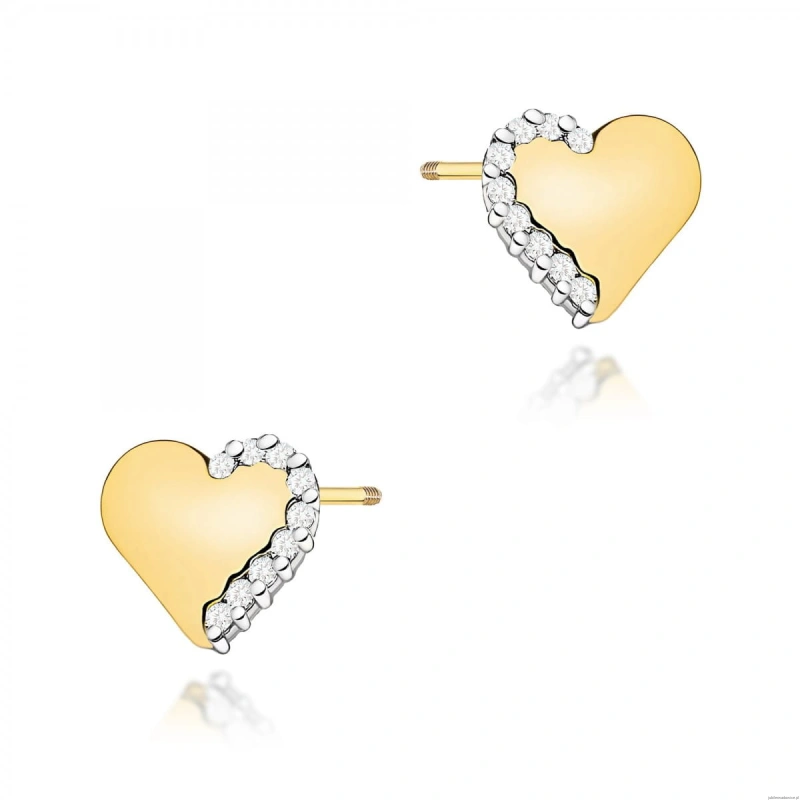 Kolczyki K0505 z diamentami żółte złoto sztyft zakręcany