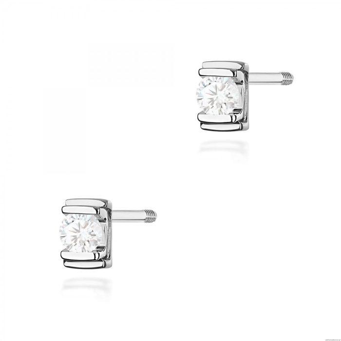 Kolczyki K0343 Diament 2 x 0,10ct białe złoto sztyft zakręcany