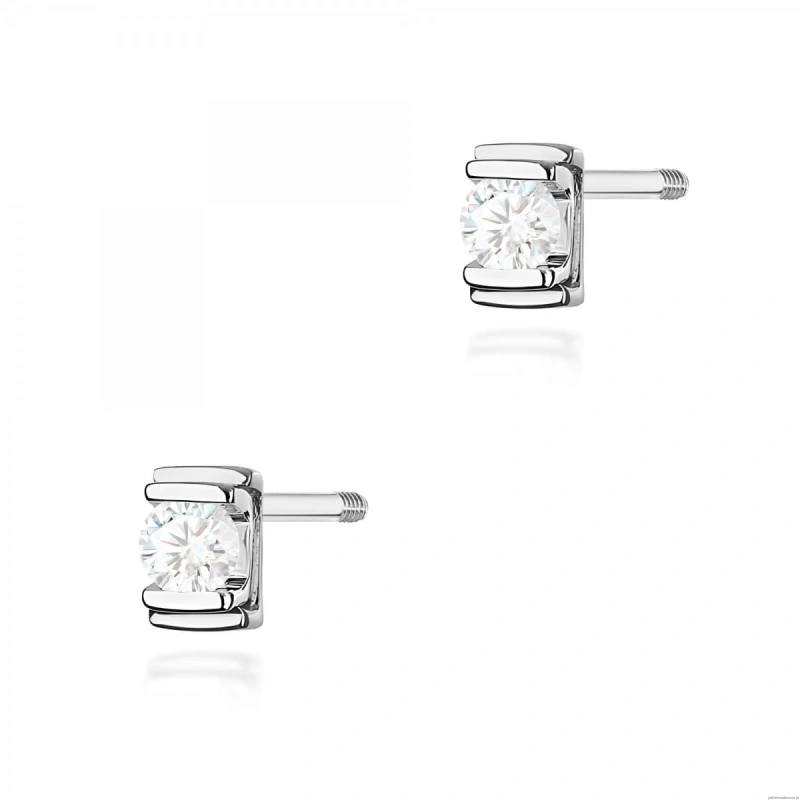 Kolczyki K0343 Diament 2 x 0,10ct białe złoto sztyft zakręcany