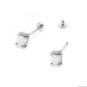 Kolczyki K0343 Diament 2 x 0,10ct białe złoto sztyft zakręcany