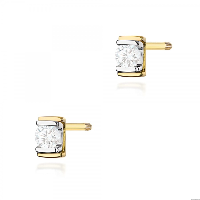 Kolczyki K0343 Diament 2 x 0,10ct żółte złoto sztyft zakręcany