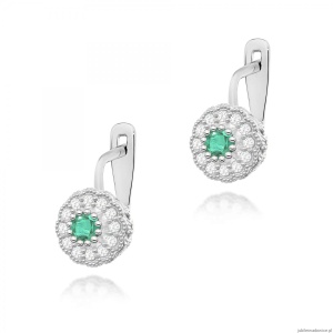 Kolczyki K0284 Szmaragd 2 x 0,15ct białe złoto