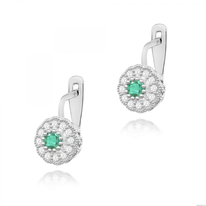 Kolczyki K0284 Szmaragd 2 x 0,15ct białe złoto