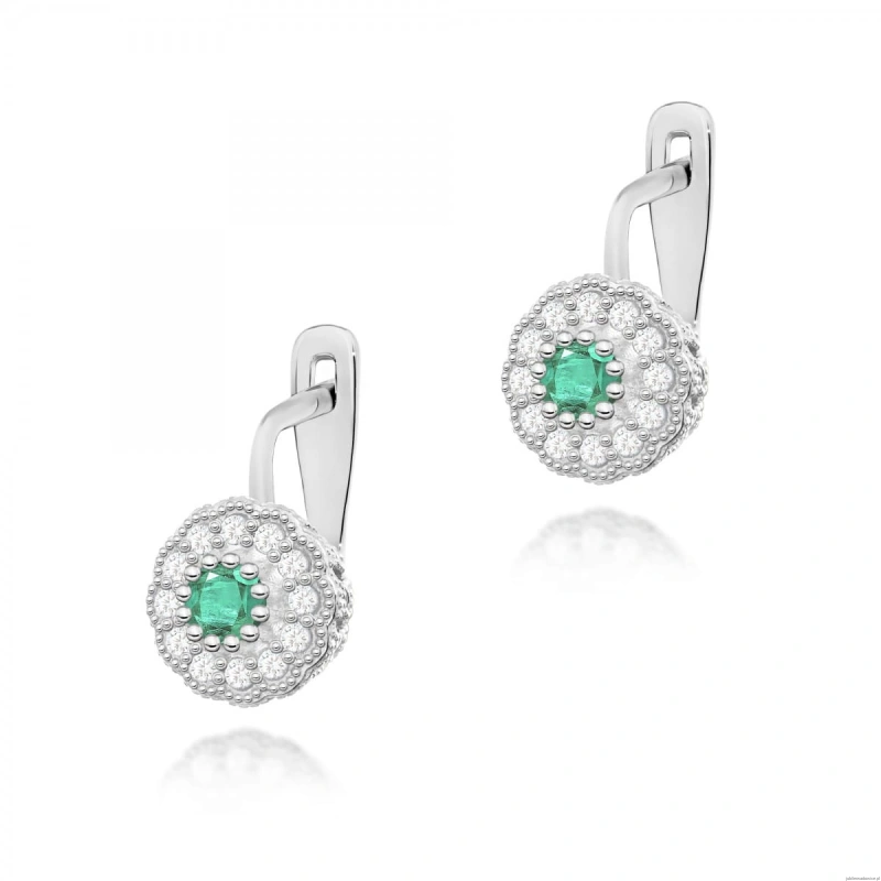 Kolczyki K0284 Szmaragd 2 x 0,15ct białe złoto