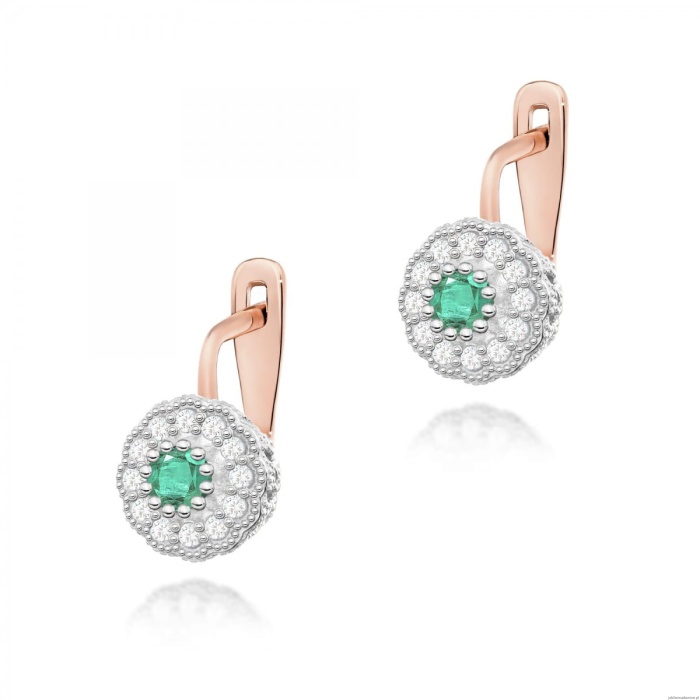 Kolczyki K0284 Szmaragd 2 x 0,15ct różowe złoto