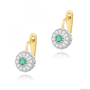 Kolczyki K0284 Szmaragd 2 x 0,15ct żółte złoto